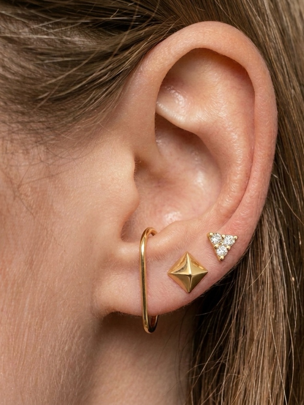 Real 14k Gold Wrap Stud Earrings Minimalist Fine Jewelry Stylist Curated